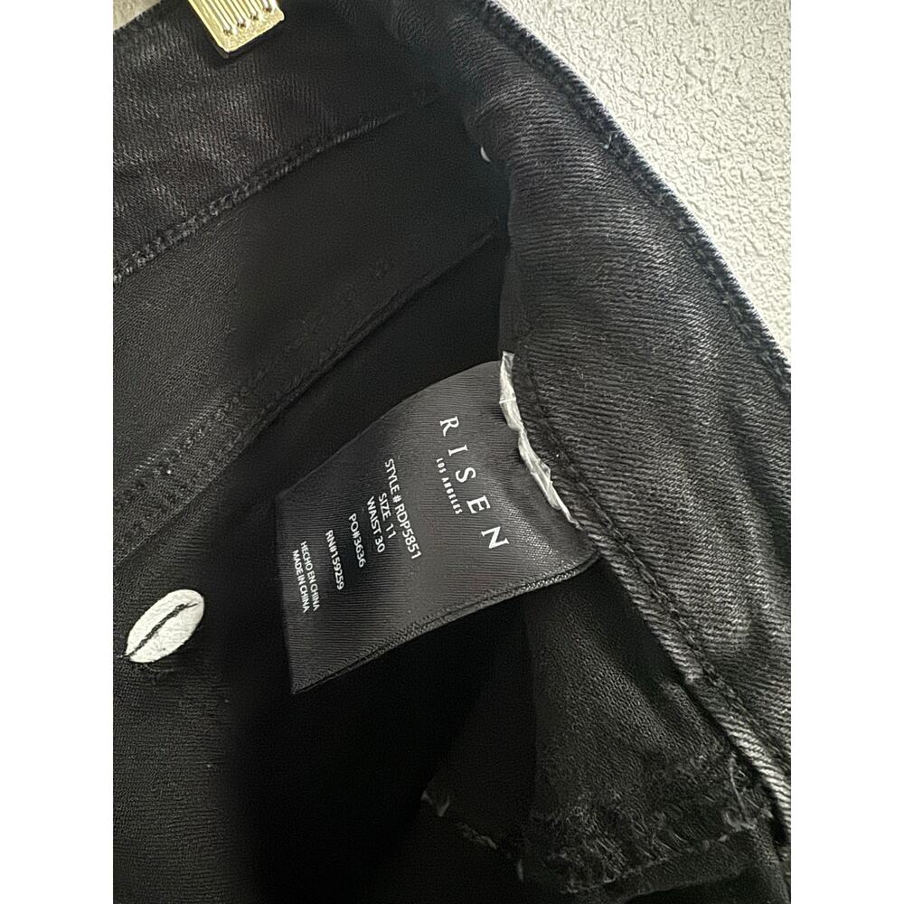 Risen High Rise Wide Leg Jeans Black Panel Seam Stretch Denim 11/30 - Picture 6 of 6